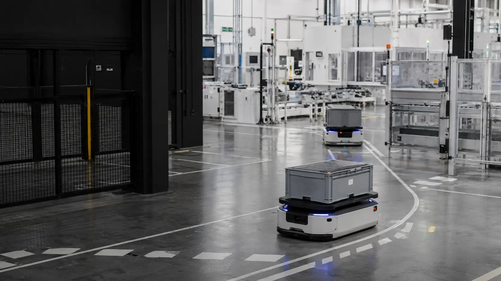 Autonomous material platforms coordinating movement through an advanced production facility